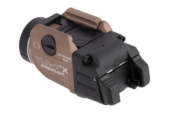 Streamlight TLR-7 X USB Weapon Light in FDE accepts CR123A or SL-B9 batteries